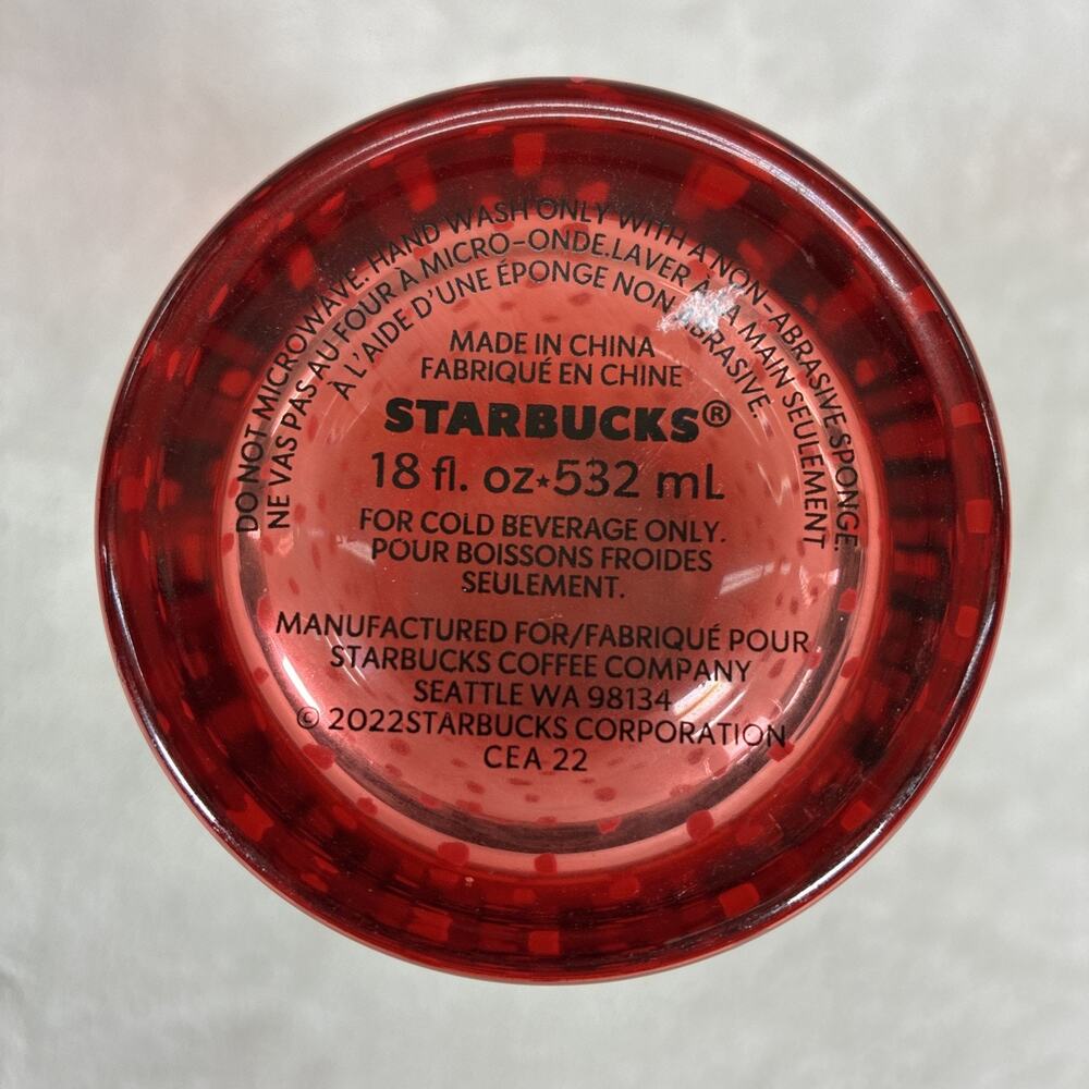 2) Starbucks Summer 2022 Strawberry Glass Tumbler 18oz Limited Rare FS Charity - Picture 9 of 16